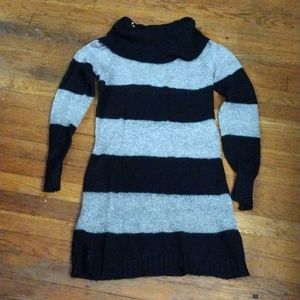 AB Studio Women's Black/Grey Tunic Sweater Dress Mini or wear like a Sweater S